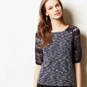 Anthropologie Postmark Patel Lace Sleeve Top Size Small